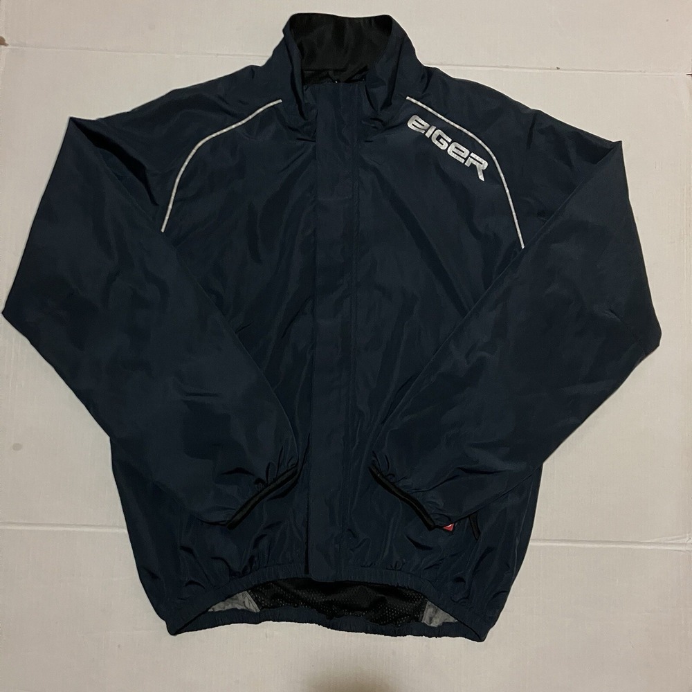 Eiger Extreme Gear Full Zip Mock Neck Navy Jacket Mens Size Large L Outdoor